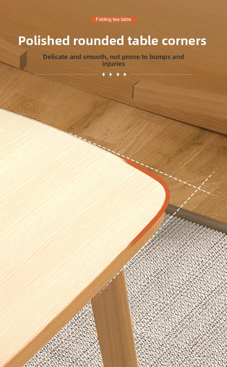 Foldable Solid Wood Coffee Table – Small Apartment Living Room Furniture